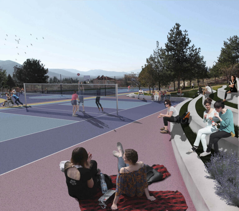 Φωτορεαλιστική απεικόνιση των γηπέδων στην σχολική αυλή του Νικηφόρου Δράμας