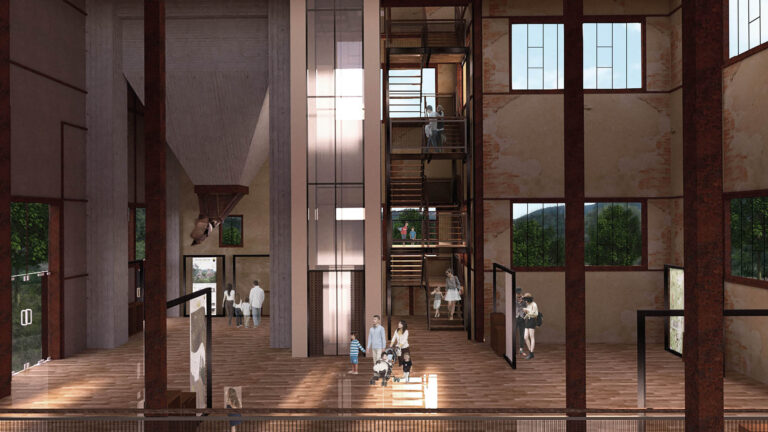 Εσωτερική άποψη των διατηρημένων εγκαταστάσεων του μεταλλείου