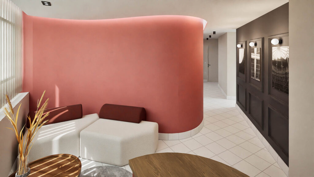 Φωτορεαλιστικό χώρου υποδοχής. Σχεδιασμός κεντρικών γραφείων κατασκευαστικής εταιρείας.